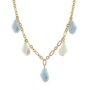 Shell Shape Ceramic Charm Station Necklace